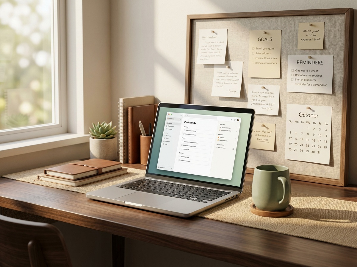 A calm, organized workspace